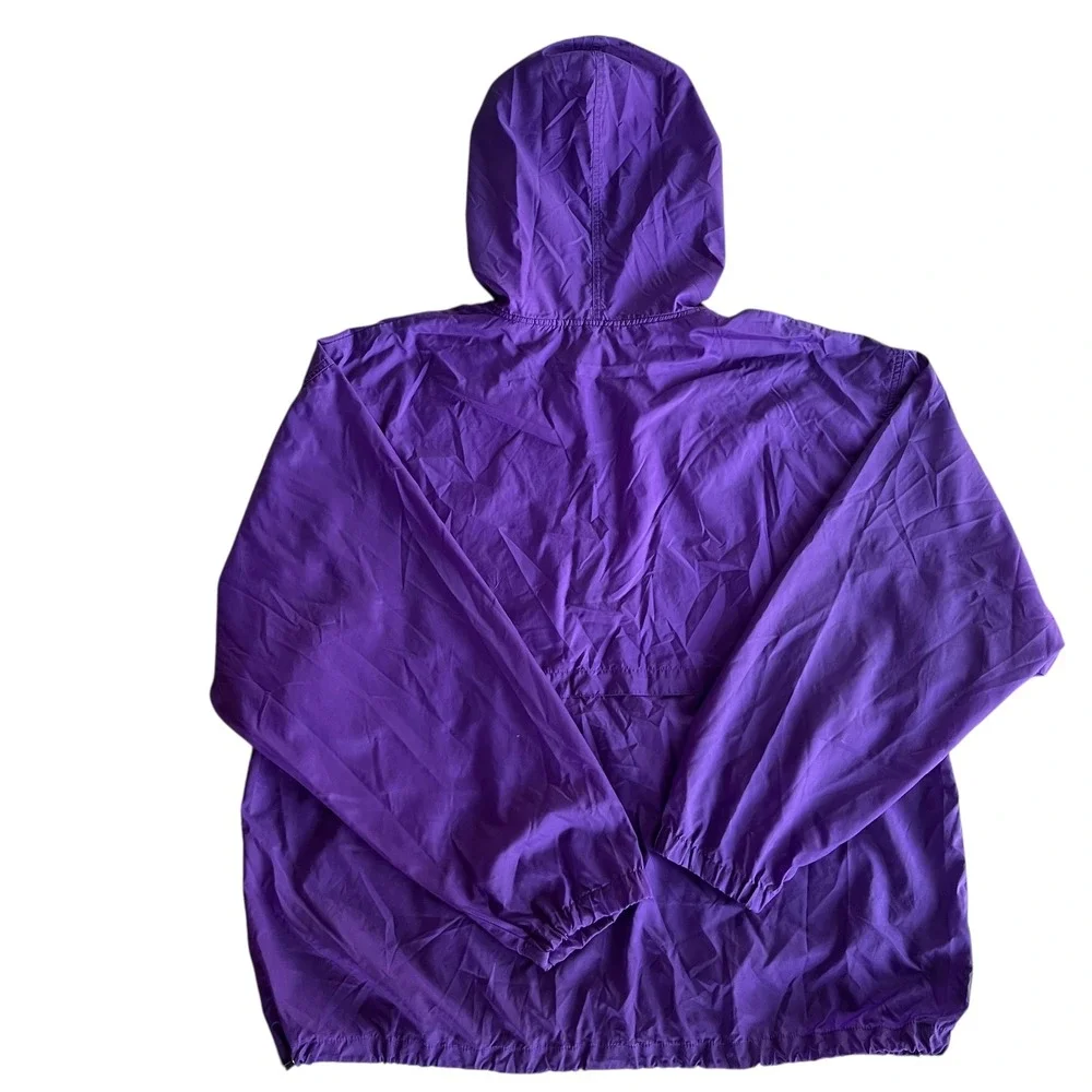 Augusta Sportswear Women XL Purple Hood Vented Pullover Windbreaker Jacket Retro